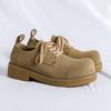 Shoes for Men 2024 Fashion Lace Up Leather Casual Shoes Spring and Autumn Round Toe Solid Platform Mid Heel Water Proof Loafers