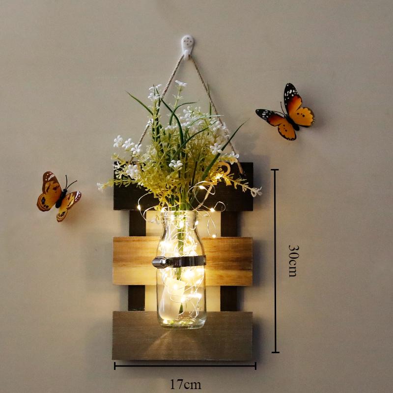 Wall Decoration Ins Style Wall Lamp Nordic Originality Plant Butterfly Background Home Decor Wall Lights Vase Lamp for Bedroom