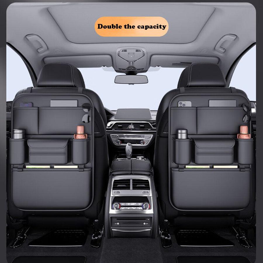 PU Car Backseat Organizer Storage Bag Multi-function Large Capacity Seat Back Storage Organizer Hanging Bag Protector Pad