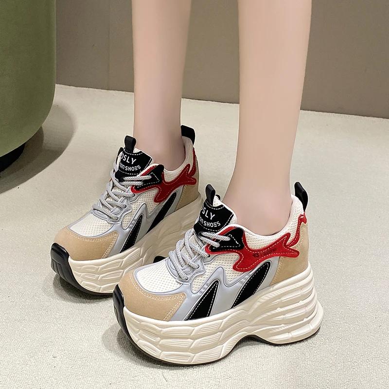 Fashion 11CM Autumn Chunky Sneakers Fashion Women Shoes Breathable Female Sport Shoes Casual Platform Sneakers Woman Zapatillas De Mujer