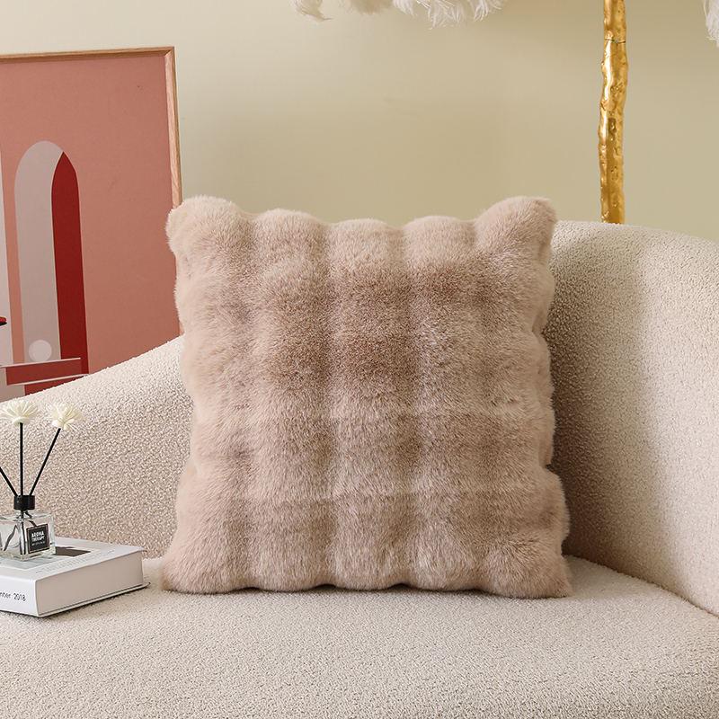 Tuscany Faux Rabbit Fur Light Luxury Bedside Backrest Cushion Cover