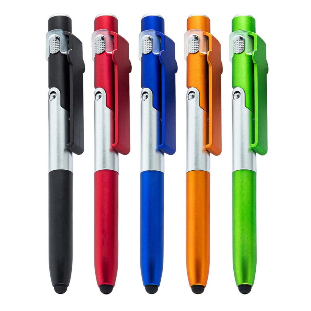 4-in-1 Mobile Phone Stylus Ballpoint Pen With LED Light Phone Stand Smooth Writing Touchscreen Pen