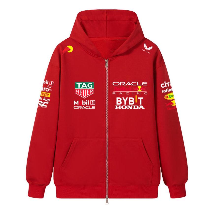Red Bull F1 Team Zipper Hoodie Verstappen Formula 1 Racing Zipper Sweatshirt Men Women Casual Pullover
