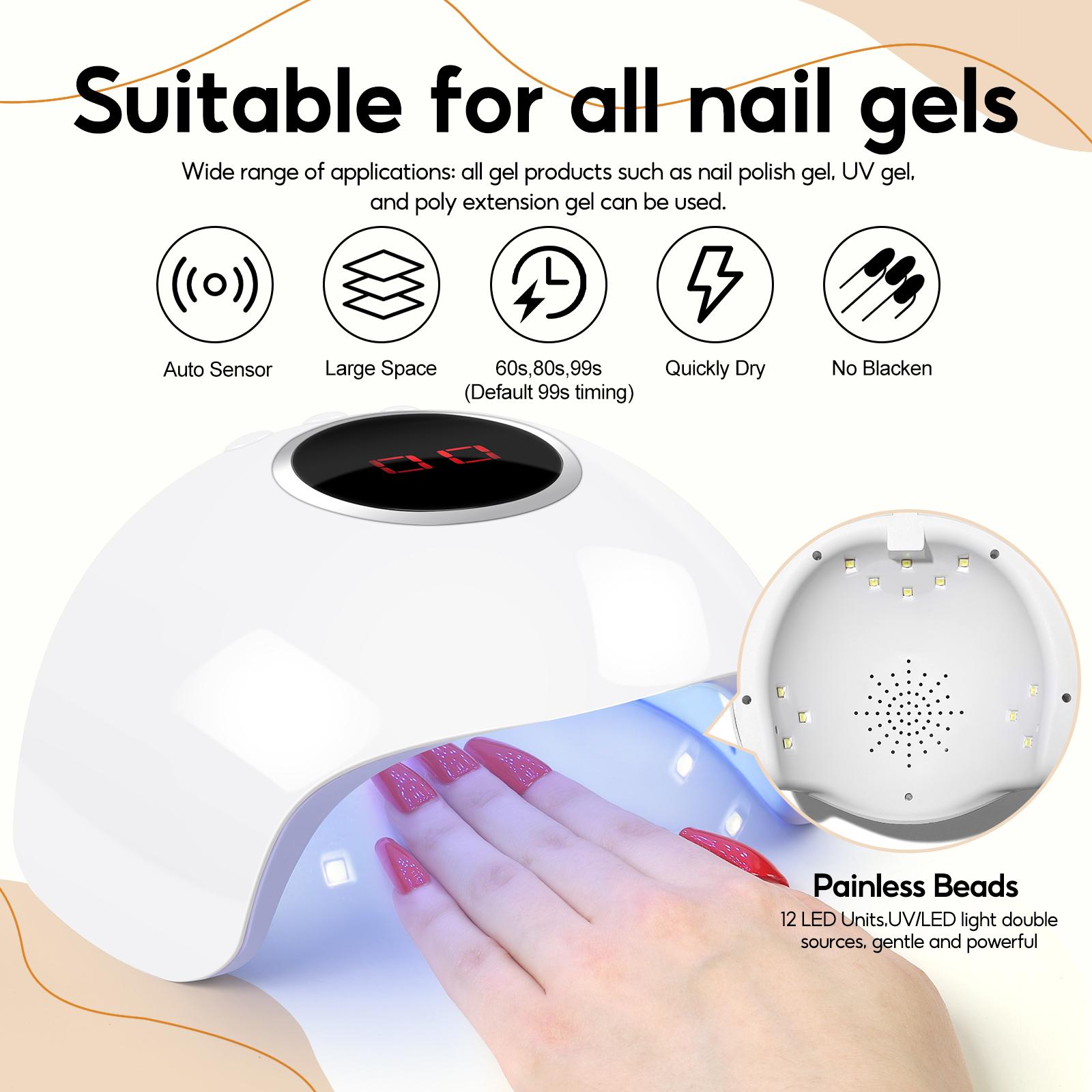 

24 Вт УФ-светодиодная лампа 12 светодиодов USB-лампа для ногтей Быстросохнущая лампа для гель-лака для ногтей Лампа для сушки ногтей