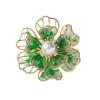 Elegant Enamel Peony & Pearl Brooch - Luxurious Unisex Pin for Clothing Accessories