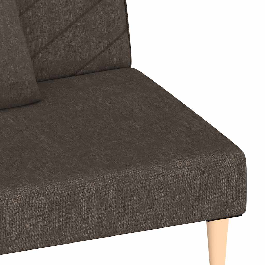 2 Seater Sofa Bed with 2 Pillows Brown Fabric