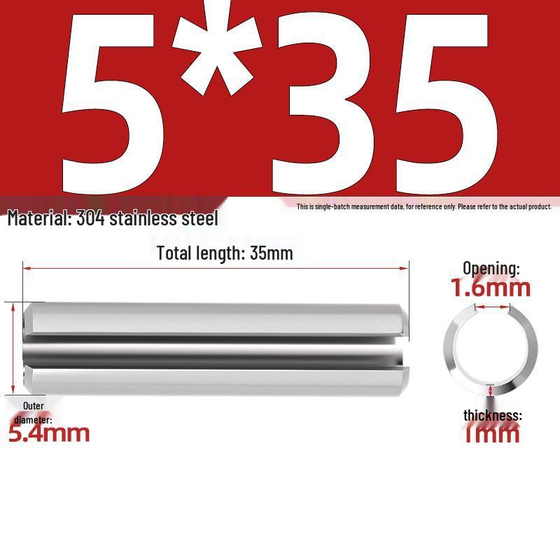 304 Stainless Steel Slotted Spring Pin, Cylindrical Shaft Pin, Locating and Hollow Pin (M5-M12)