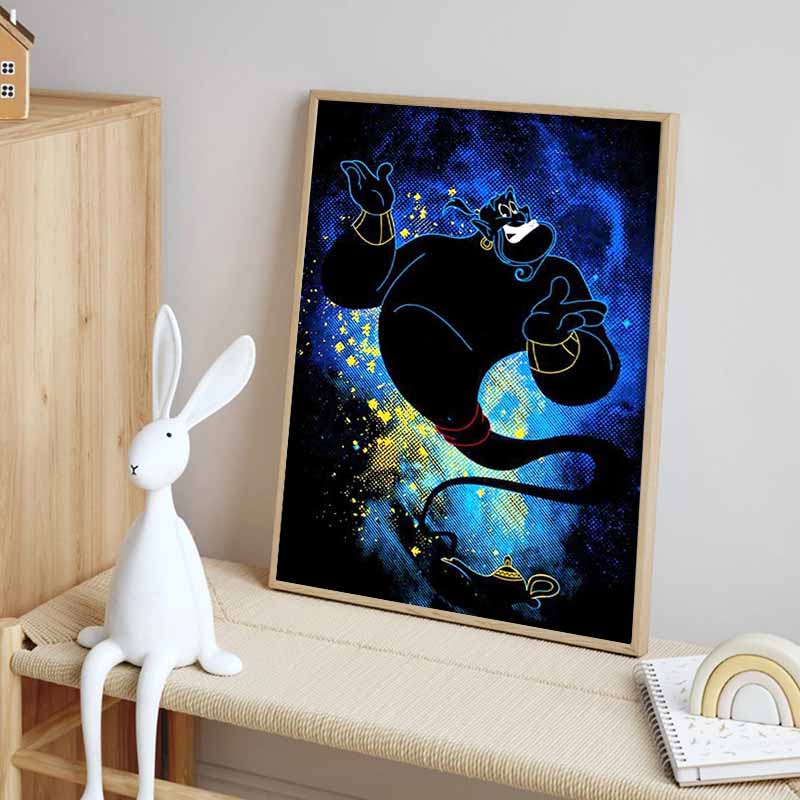 Disney Diamond Painting Genie Neon Art Painting, Cartoon 5D Diamond Cross Stitch Mosaic Home Decor Gift