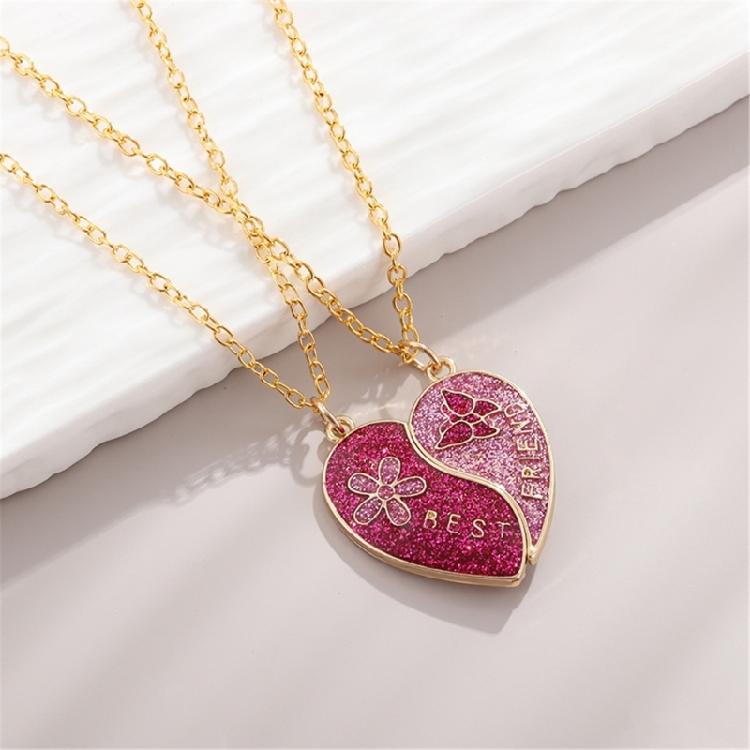 Friendship Pendant Necklace Set Magnetic Clasp Neck Chain Pair Women's Best Friend Necklaces with Heart Pendant