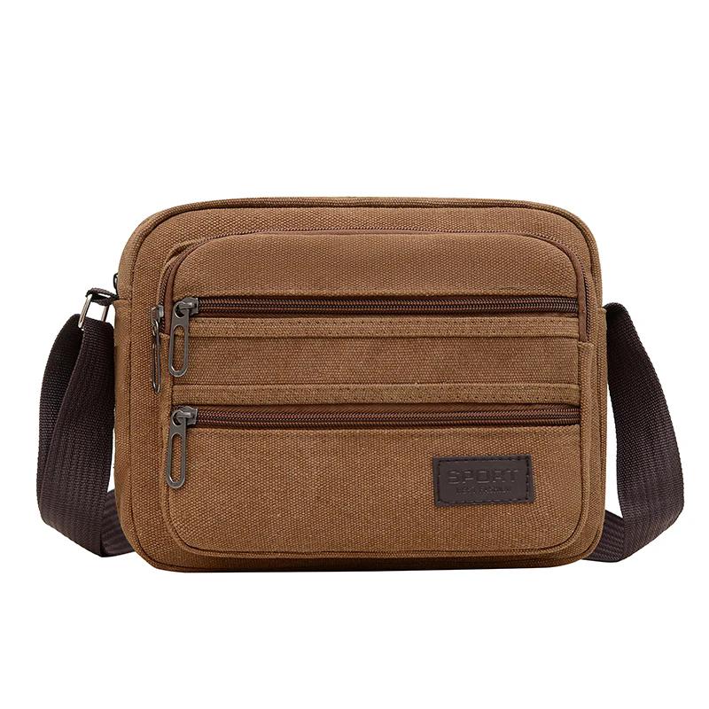 WTEMPO Retro Simple Couple Canvas Commuting Bags Casual Versatile Multi-layered Crossbody Bags Wear-resistant Zipper Single-shoulder Bags