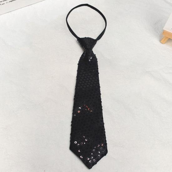 Men Tie Shiny Sequin Vintage Formal Business Style Adjustable Elastic Band Solid Color Lightweight Suit Coat Waistcoat Performance Stage Show Necktie