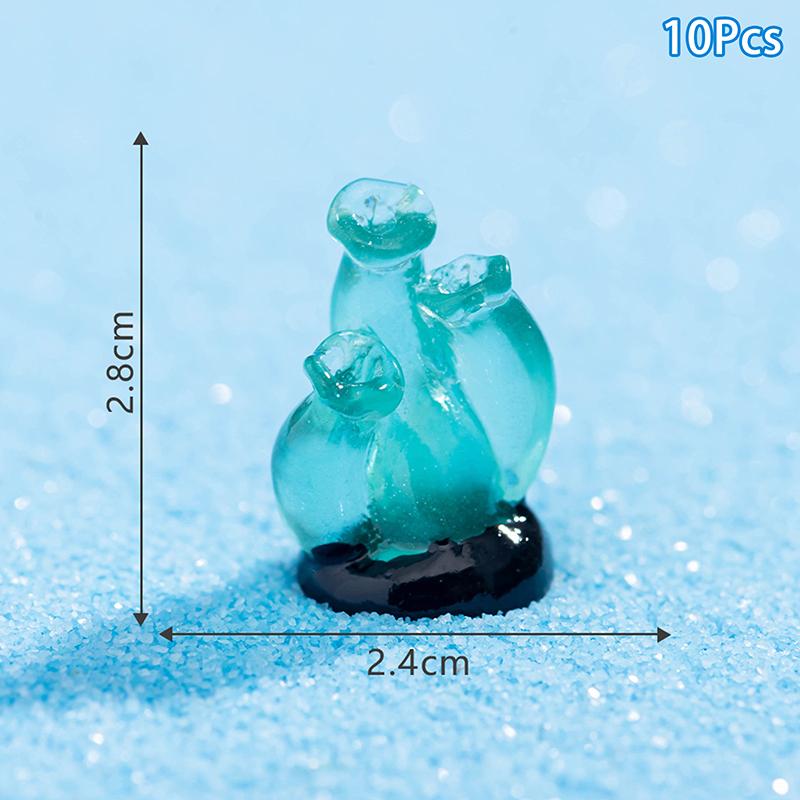 

10 шт. красочные мини-ночные светящиеся смоляные аксессуары для аквариума, украшения для аквариумных растений, креативные смоляные искусственные коралловые украшения as the picture