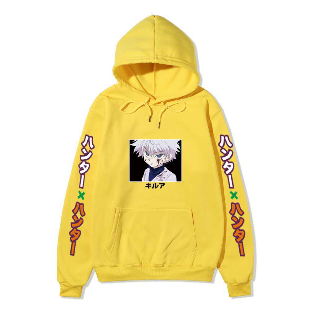 Hunter X Hunter Injured Killua Portrait Hoodie Color Japanese Sleeve Print Anime Hooded Pullover Sweatshirt
