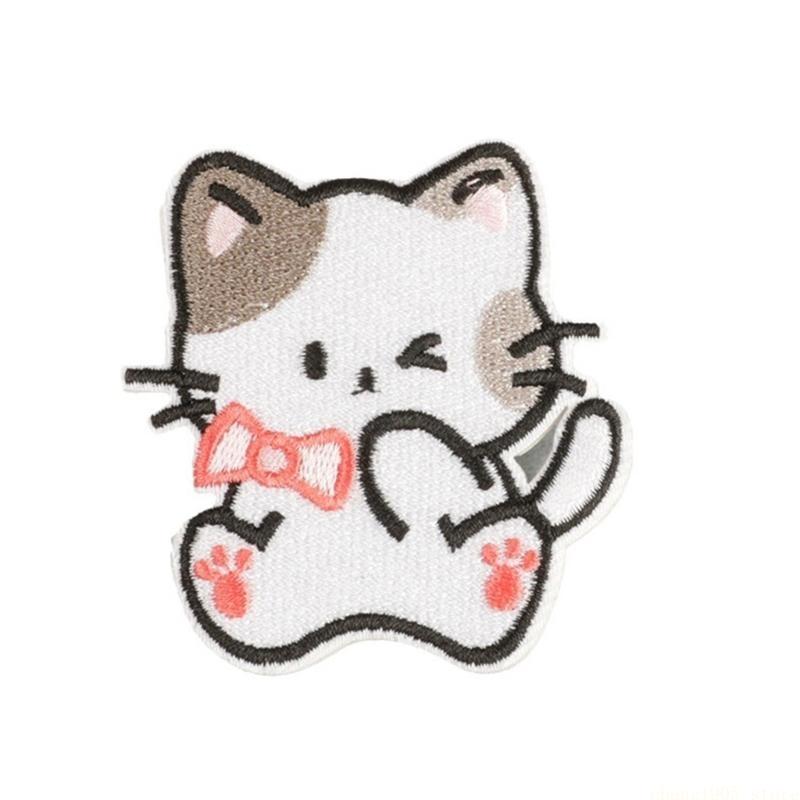 QX2E 10 Pcs Cartoon Cats Applique Patches Embroidery Patches Iron On Patches Embroidered Patches Animal Sew On Patches