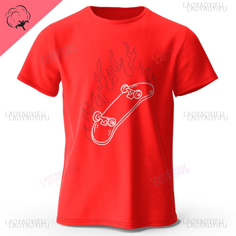 Skateboard Lovers Summer Mens Graphic Casual Oneck TShirt Personalized Cotton Style Tops Tees for Fashion Streetwear Clothes