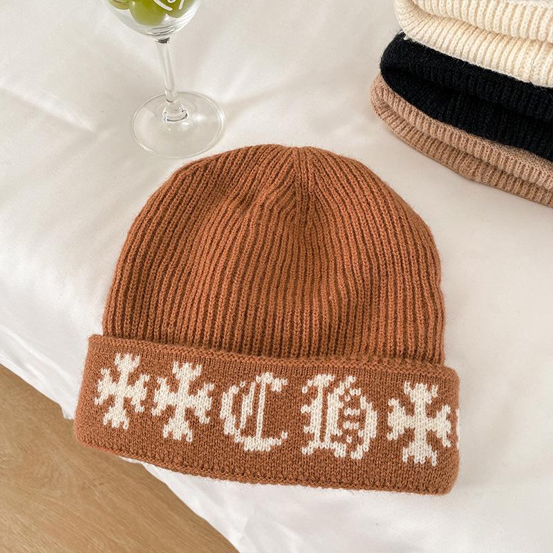 

Wool hat men s autumn and winter retro letter hip-hop warm knitted hat women s trendy cold hat Adult Elastic помаранчевий