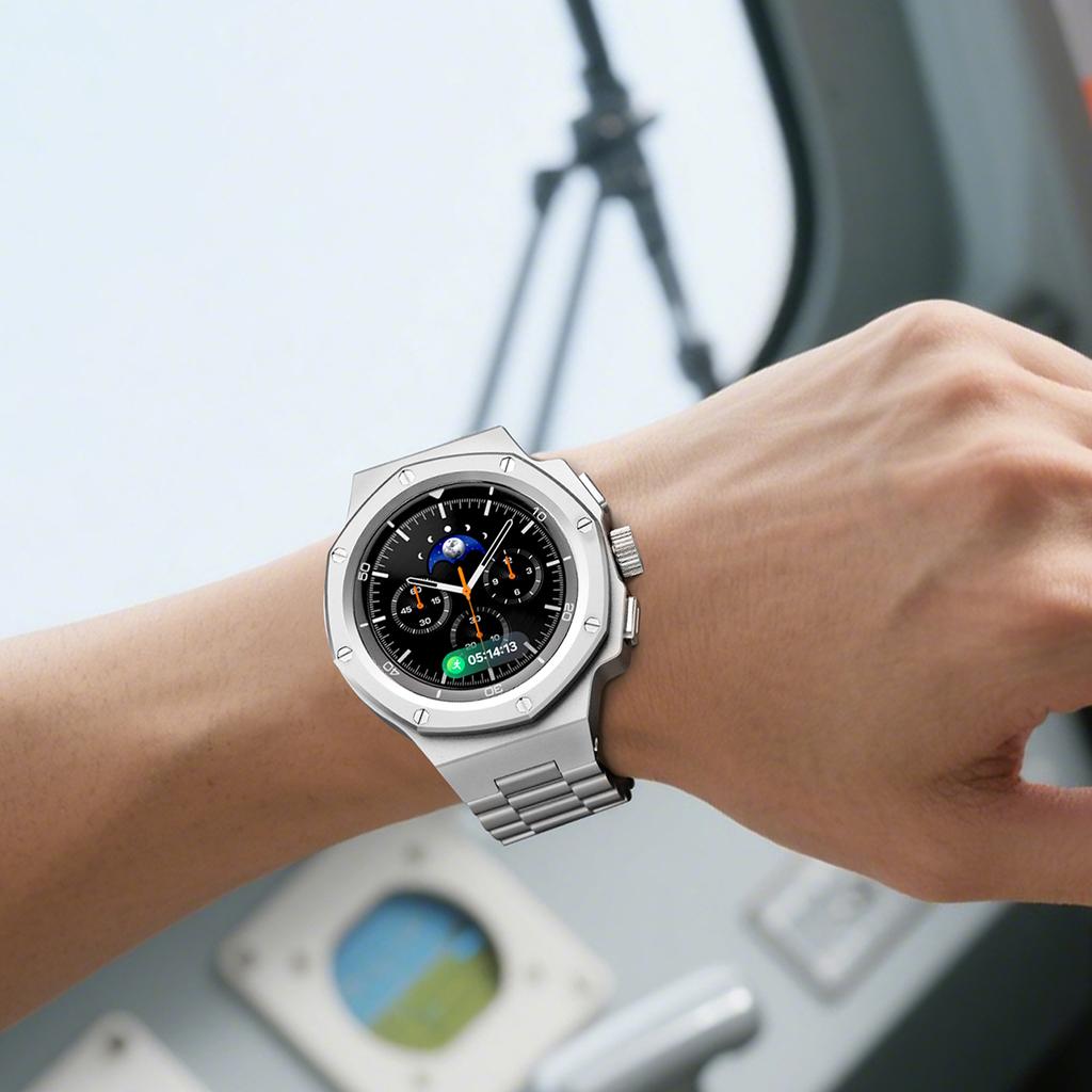 Zestaw Luksusowej Modyfikacji Do Samsung Watch 8 40mm 44mm Metalowa Koperta+Gumowy Pasek Do Watch 8 Classic 46mm Zestaw do Przeróbki Akcesoria