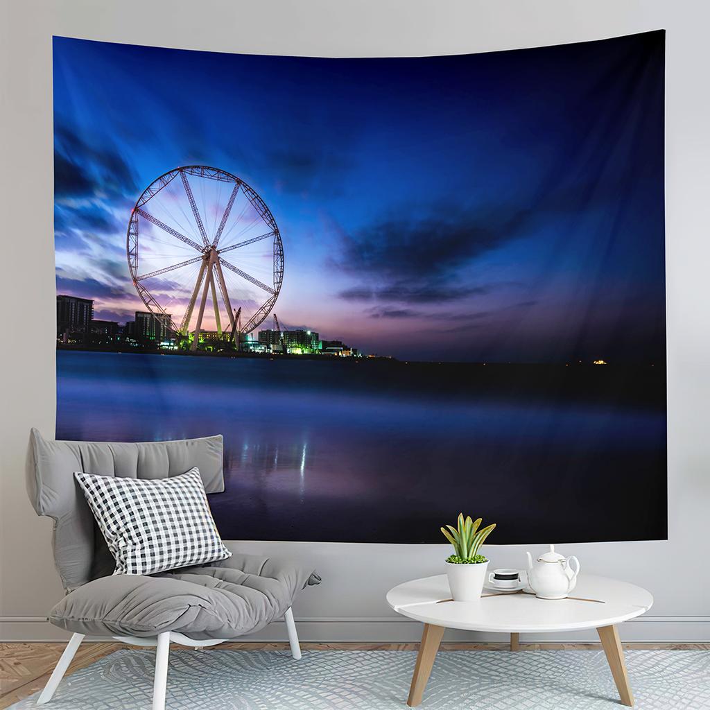 Paris Night View Tapestry Eiffel Tower Tapestry Ferris Wheel Tapestry Art Wall Hanging Home Living Room Bedroom Dorm Tapestries