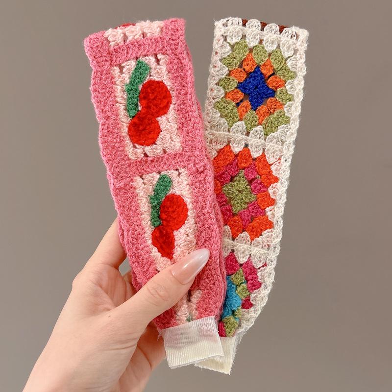 Francouzská květinová nemačkavá pletená čelenka pro ženy, kouzelná samolepka vlasový doplněk pro miminka a dospělé