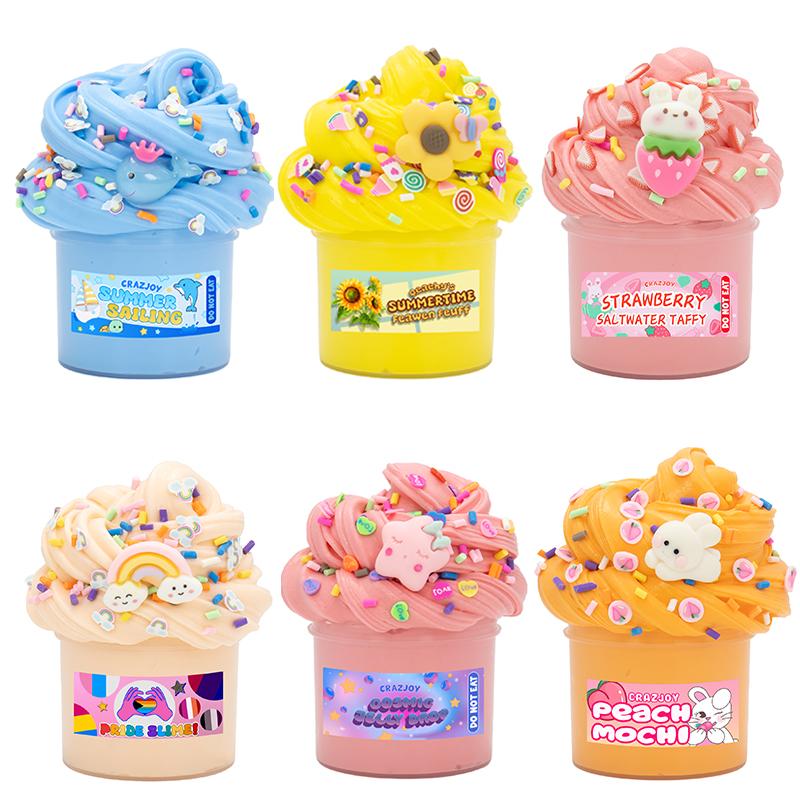 Festliches 2,37oz Fluffy Butter Slime Kit, Nicht klebriges duftendes DIY-Bastelset, weiche Stressbewältigung für Partys und Feiertagsgeschenke