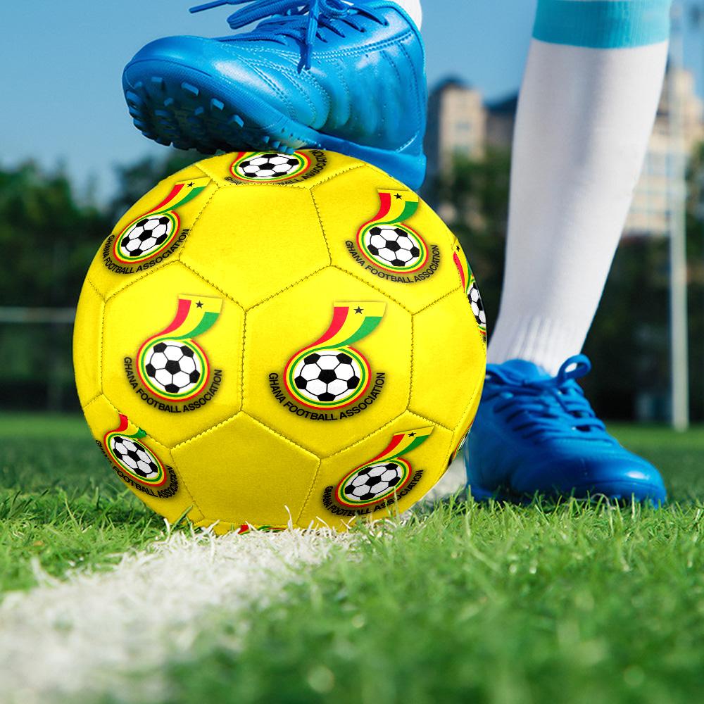 Ghana Football Indoor Soccer Ball Colorful All Ages Size 5 Machine Stitched PVC Competition Ready Durable High-Bounce
