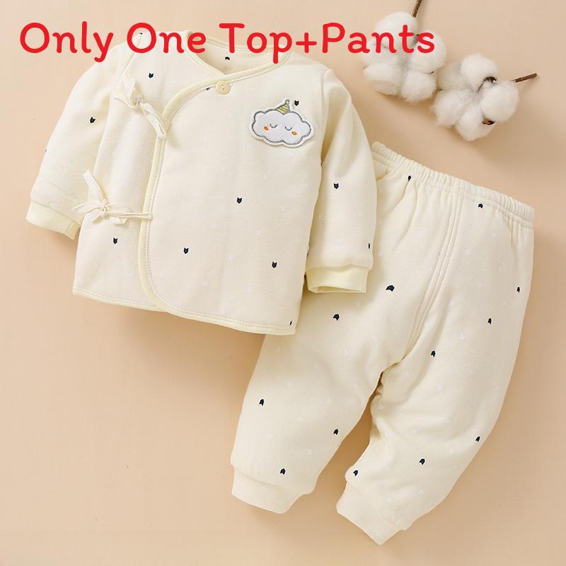 Newborn Baby Clothes Cotton Thick T Shirt Set With Stripes For Winter Comfort