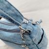 Dżinsowa torba z haftowanym napisem, wielokieszeniowa torba crossbody