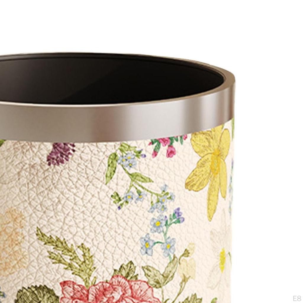 American Style PU Leather Wastebasket for Dorm and Bathroom