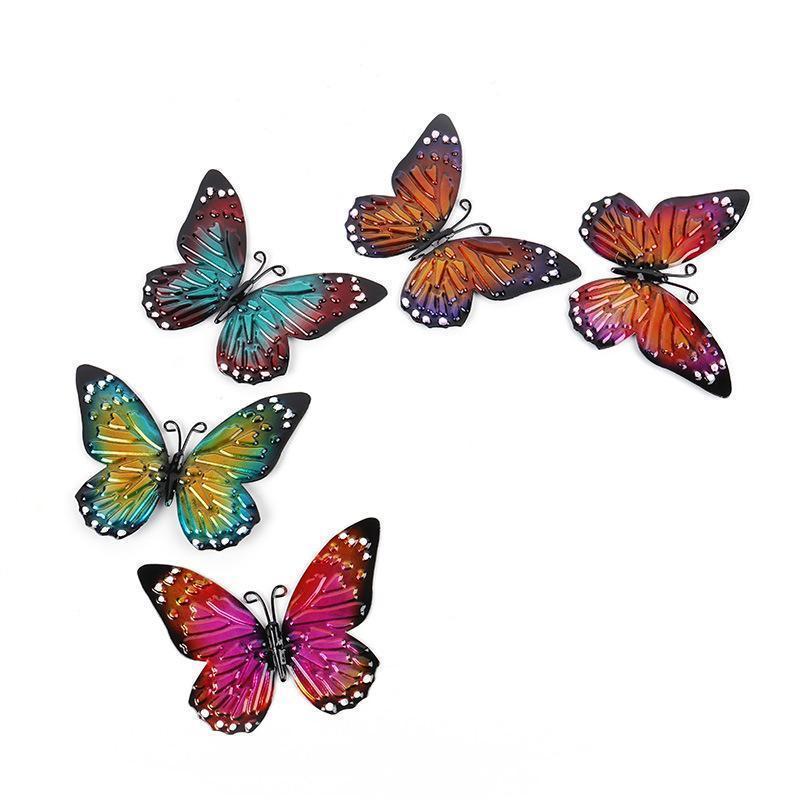 New 3D Metal Butterfly Decor For Outdoor Garden Decoration Animal Miniatures Statues Artwork Inspirational Sculpture Wall Decor