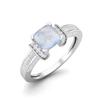 2.02 Cts Cushion Shape Moonstone Art Deco Shank 925 Sterling Silver Wedding Women Ring