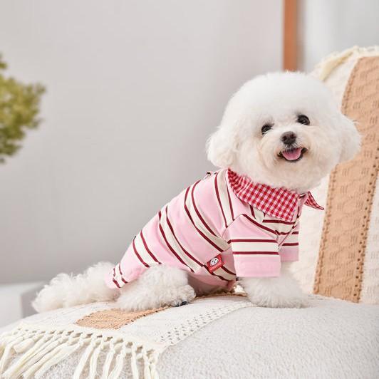 Spring and Summer New Pet Leasable Scarf Striped T-shirt, Two Legged Dog Clothes Breathable Vest Puppy Clothes