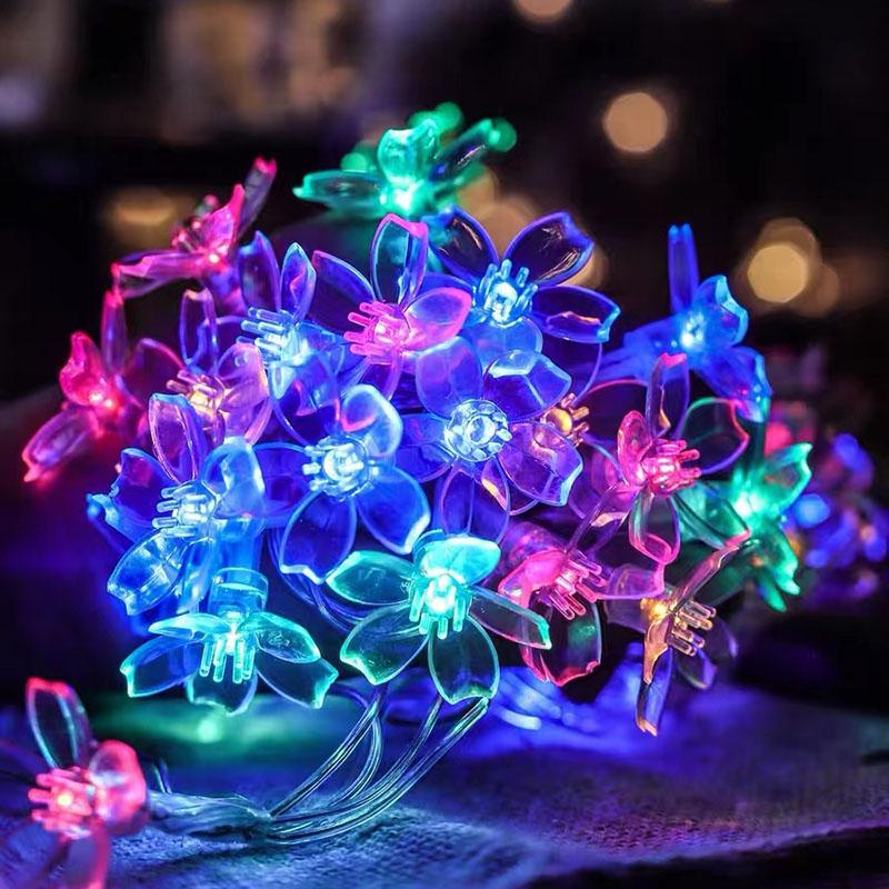 Led Fairy Light Strings Crystal Cherry Blossom Garland Indoor Decorative Battery Flowers Lantern Festivel Decoration Lights