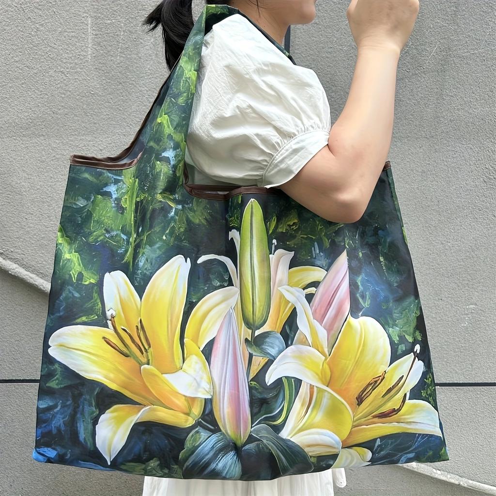 Sac à bandoulière pliable élégant Grande capacité Sac à bandoulière portable pour femmes, Sac fourre-tout de shopping avec plusieurs motifs disponibles