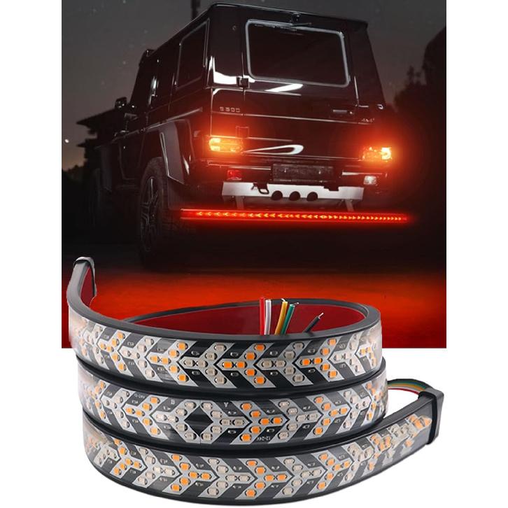 TOPKU LED Pickup Truck Tail Light Strip,Truck Tailgate Dynamic Light Bar, 60" Flexible Flowing drl Strip Bar with Red Brake Amber Turning Signals