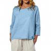 Women's O-Neck 3/4 Sleeve Solid Color Top T-shirt