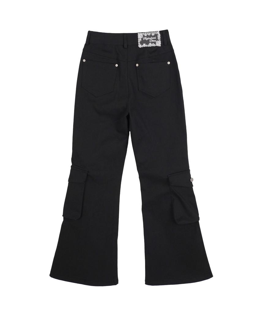 HIGH SCHOOL DISCO Pocket Cargo Bootcut Pants_Black