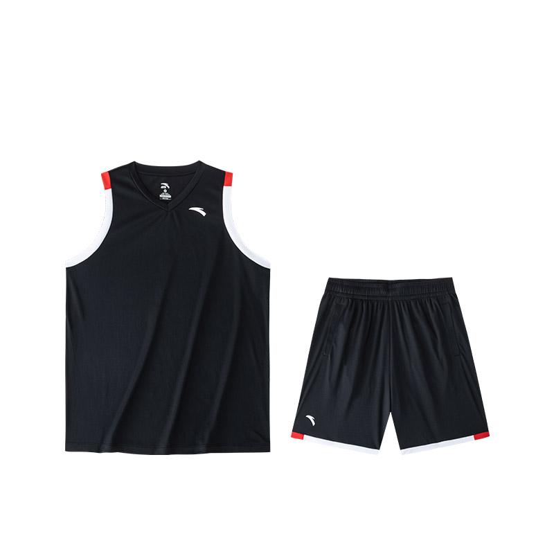 

Anta Color Block V-Neck Pullover Vest And Straight Leg Shorts Casual Sports Suit Men sportswear Basic-Black Pure-White 952421203-6 S