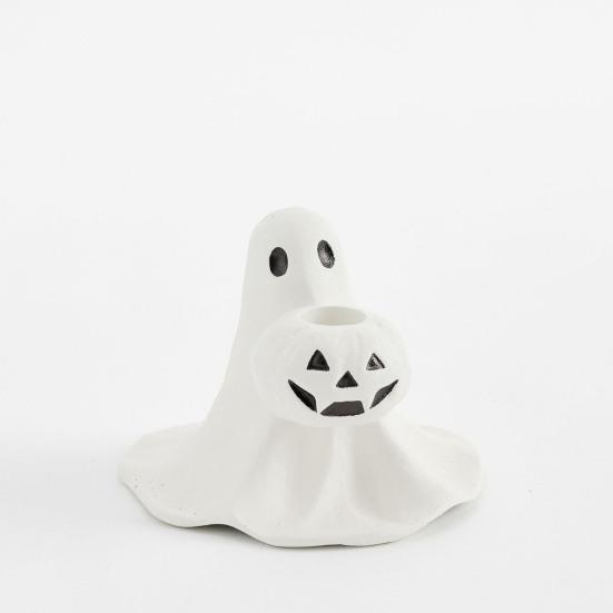 Halloween Ghost Taper Candle Holder Spooky Resin Ghost Pumpkin Tapered Candlestick Holder for Halloween Wedding Party Office Home Table Decor