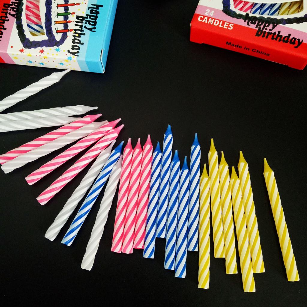 Color Box Packaging Colorful Spiral Birthday Candles with Window Paper Box for Cake Decoration Threaded Birthday Candles Without Base
