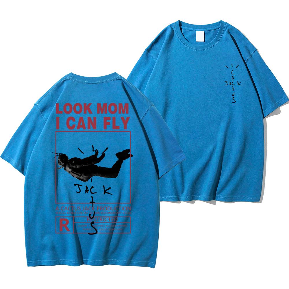 HOT SALE Street Cactus-Jack T-shirt Cotton Summer Men Women LOOK MOM I CAN FLY Tee ASTROWORLD Hip Hop Short Sleeve Tshirts