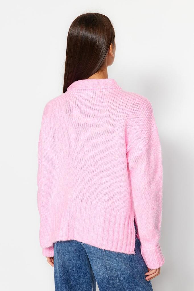Women's Fashionable Stylish Sweater Stone Soft Textured Crew Neck Knitwear Sweater