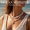 Bohemian White Multilayer Rice Bead Gravel Necklace for Women Baroque Imitation Pearl Gold Starfish Chain Beach Jewelry Gift