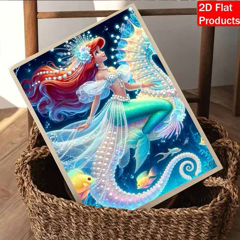 Disney Pearl Painting Set Deep Sea Adventure Ariels Pearly Underwater Adventure Sparkling Painting Crafts Home Wall Decoration Handmade Gift