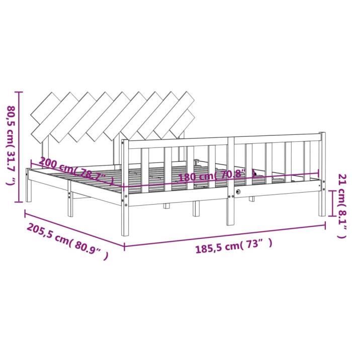 VidaXL Bed Frames with Headboard White Super King Solid Wood 3193482
