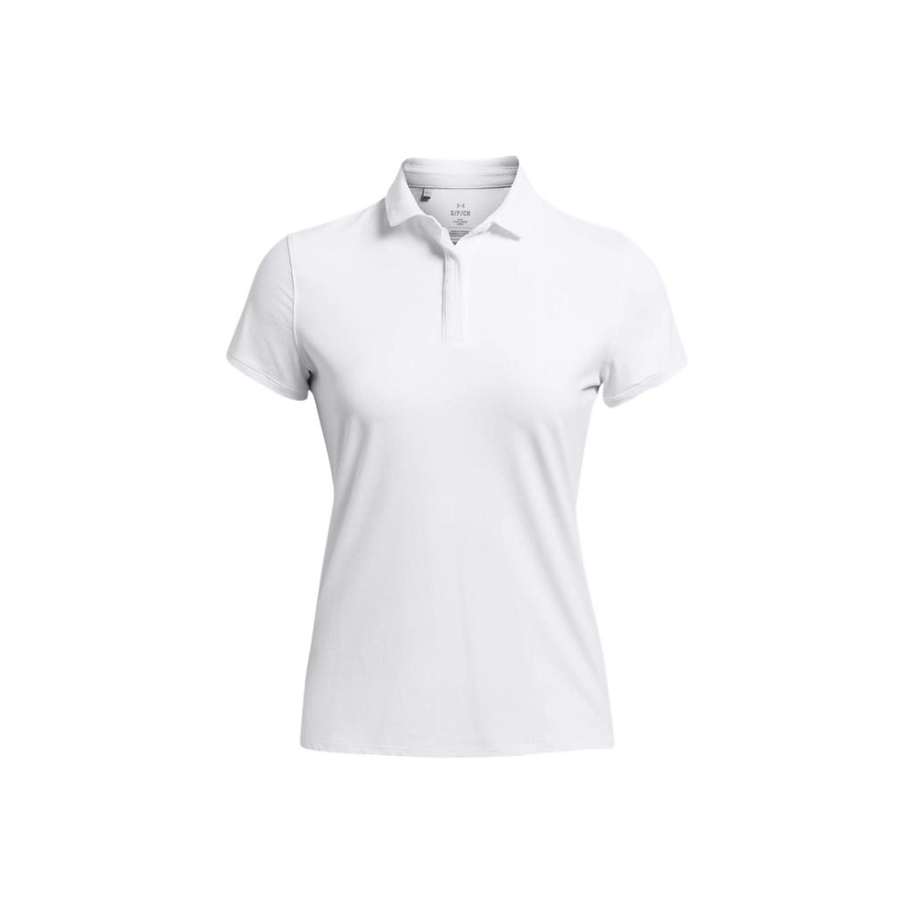 Under Armour Ua Iso-Chill Solid Logo Casual Comfortable Short Sleeve Polo Shirt Women tops White 1382814-100