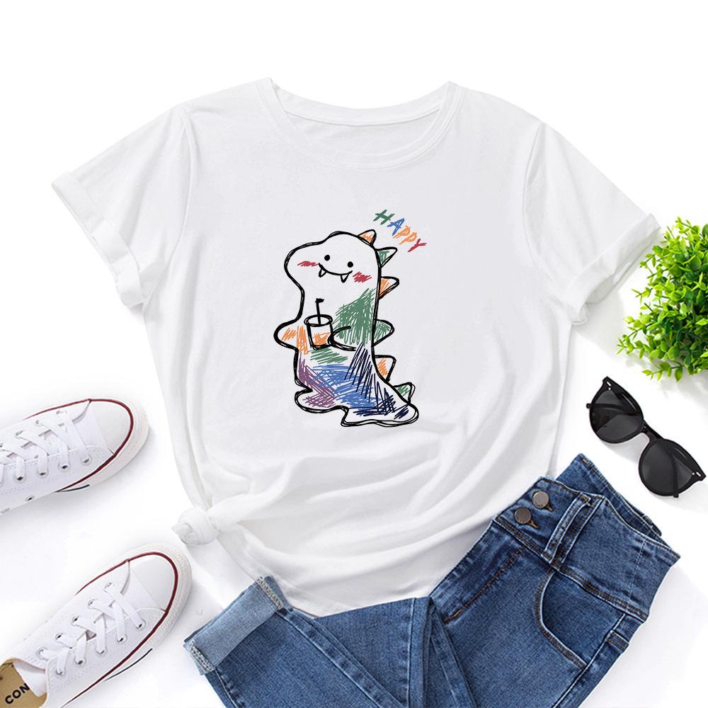 Женская футболка с принтом динозавра из мультфильма — фото 5