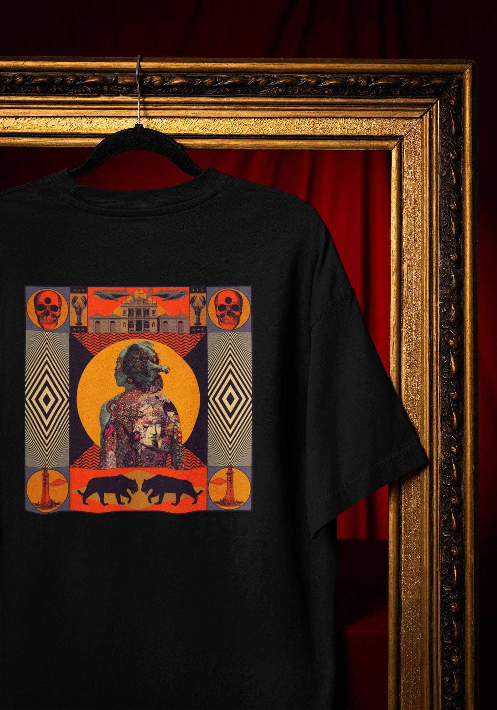 Mystic Skull Graphic Tee, Panther Art, Surreal Spiritual Shirt (Unisex S-4XL) Comfort Colors® S