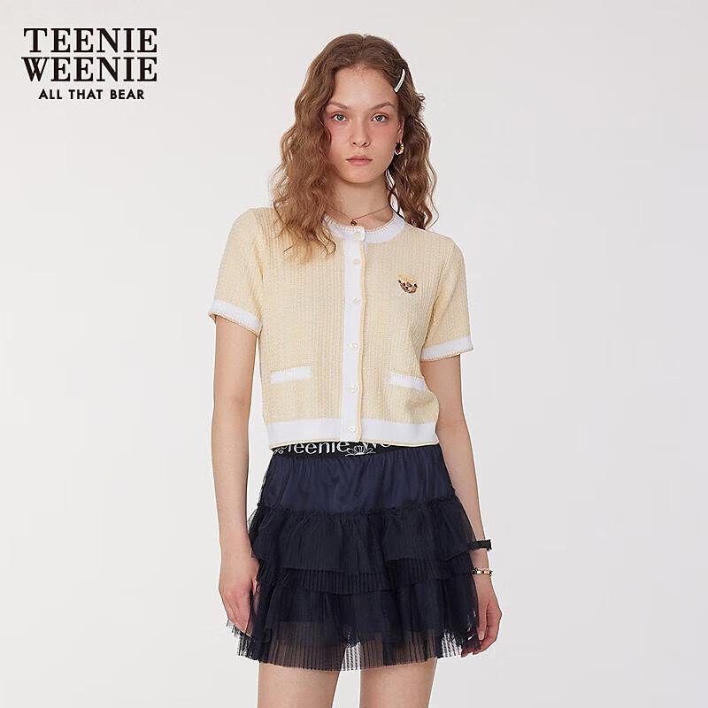 Teenie Weenie Women s Textured Color-Block Short-Sleeve Cardigan S