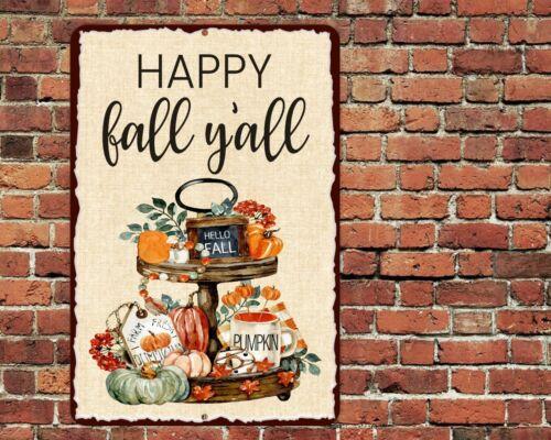 Happy Fall Yall Sign Metal Aluminum 8x12 Pumpkins Autumn RusticAluminum aluminum 20x30cm