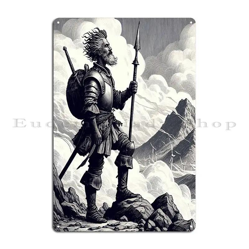 Don Spain Quixote Walks Through The Mountains Metal Sign Party Club Club Printing Retro Tin Sign Poster
